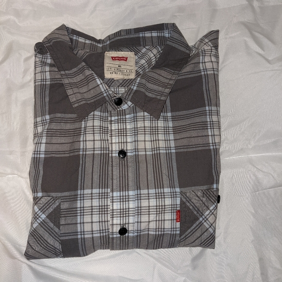 New Men's Levi's Long sleeve Gray Castlerock Button Up Medium XXL - Picture 3 of 5